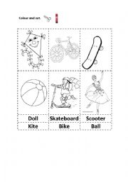 Worksheet on Toys Vocabulary
