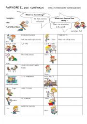 English Worksheet: PAST CONTINUOUS PAIR WORK B1 & B2