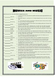 English Worksheet: Movies and Music