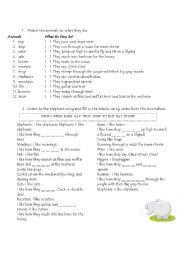 English Worksheet: The elphant song