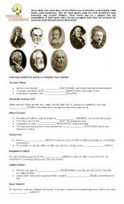 English Worksheet: Famous Inventors and their Quotes