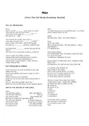 English Worksheet: Song: Man