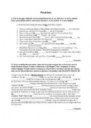English Worksheet: Final test