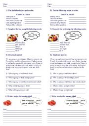 English Worksheet: Recipes test