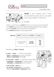 English Worksheet: Conversation Class - Advices - Should