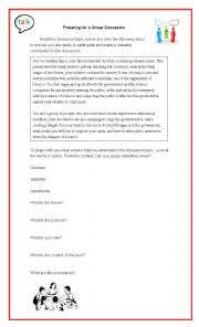 English Worksheet: How to Prepare for a Group Discussion/Conversation