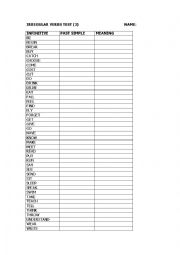 Irregular verbs test