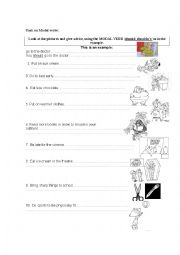 English Worksheet: Should and should not