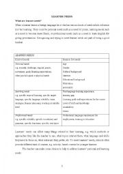 English Worksheet: learner needs