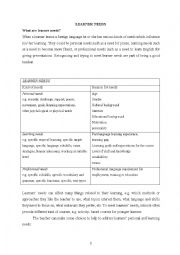 English worksheet: learner needs