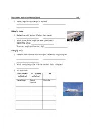 English worksheet: How to travel to England