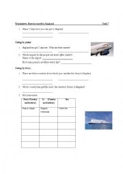 English Worksheet: How to travel to England