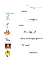 English worksheet: instructions