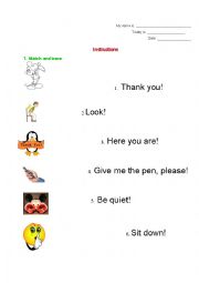 English Worksheet: instructions