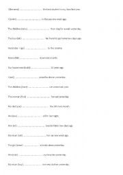 Elementary past simple irregular verb worksheet