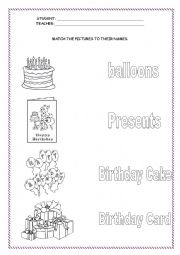 English worksheet: Birthday vocabulary 