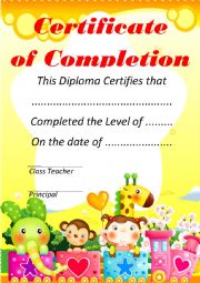 English Worksheet: Certificate of Completion