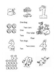 English Worksheet: Match phrase or word with proper picture (numbers) -2 