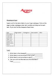 English Worksheet: Argos work