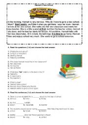 English Worksheet: Reading Hannahs New School