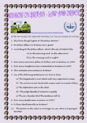 English Worksheet: VIDEOSHEET - LAW AND ORDER (WITH KEY)