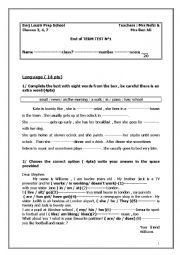 English Worksheet: End term test 