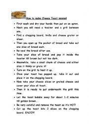 English Worksheet: How to make Cheesy Toast