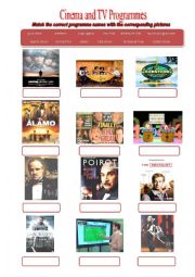 English Worksheet: Cinema and Tv programes 1