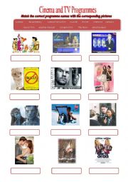 English Worksheet: Cinema and Tv Programmes 1