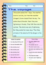 English Worksheet: the voyage