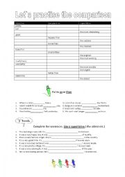 English Worksheet: comparison of adjectives