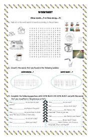 English Worksheet: How much and how many activities
