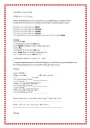 English worksheet: Valentines Day Song Activity