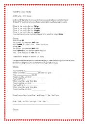 English Worksheet: Valentines Day Song Activity