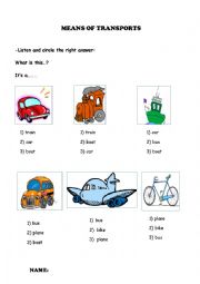 English Worksheet: Transports Listen and circle