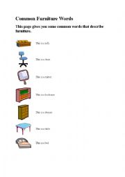 English worksheet: Furniture