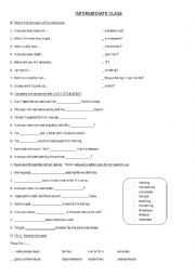 English Worksheet: intermediate exercises