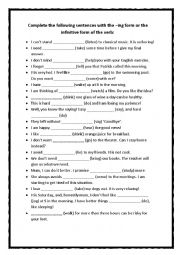 English Worksheet: Verbs + Gerund or Infinitive?? You decide!!!