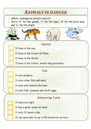 English Worksheet: Animals in danger