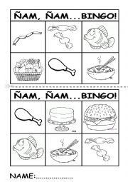 English Worksheet: Food Bingo