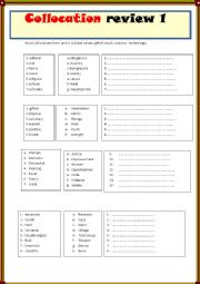 English Worksheet: collocation review ( moroccan bac students)