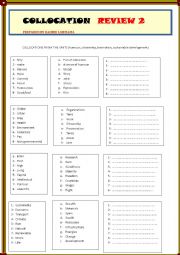 English Worksheet: collocation review 2