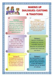 English Worksheet: Making up Dialogues: Customs & Traditions