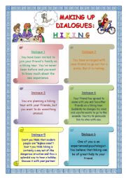 English Worksheet: Making up Dialogues: Hiking