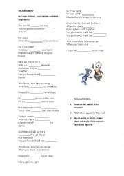 English Worksheet: On a rainbow song