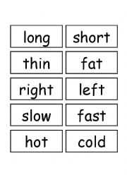 English Worksheet: Opposites Memory game