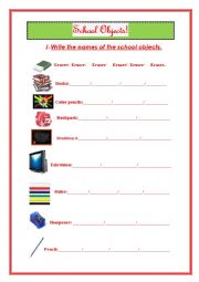 English worksheet: School Objects! 