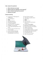 English Worksheet: distance learning