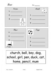 English worksheet: Nouns Category