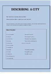 English worksheet: Describing a City